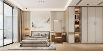 新中式家居卧室3D模型下载